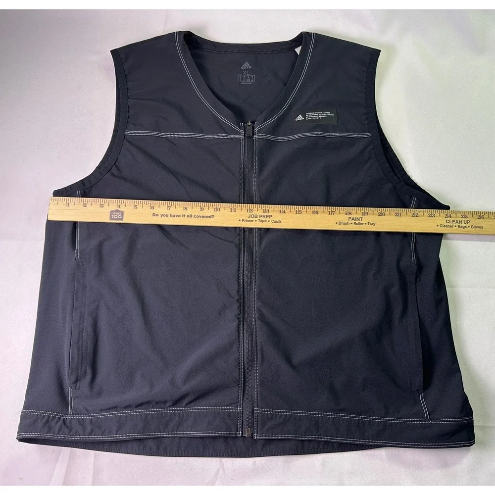 Adidas Sport Performance Full Zip Vest Black White Stitching Gorpcore‎ Men's XL